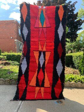 NEW AUTHENTIC Moroccan Rug, handwoven, one of a kind rug 32 by 72 in
